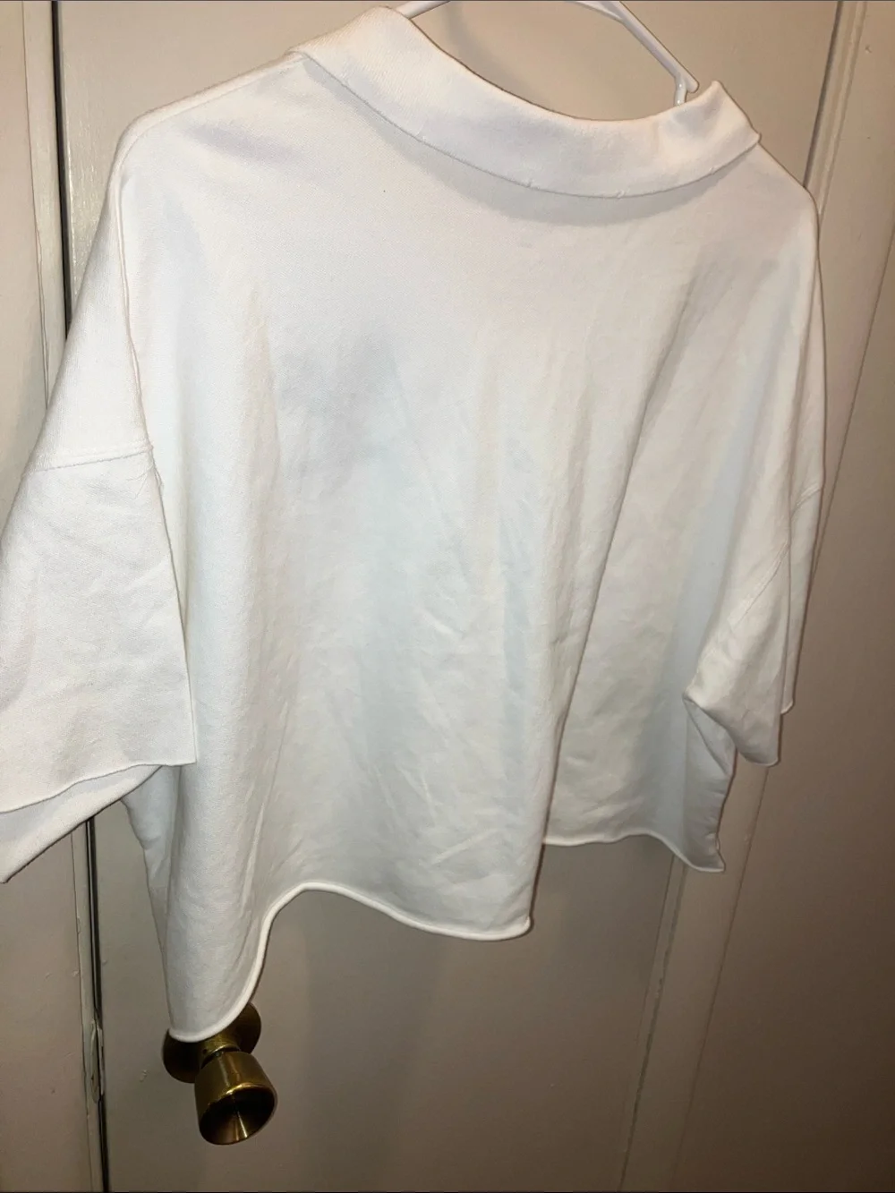 aerie Offline White Cropped Polo Sweatshirt with Tennis Graphic Large New